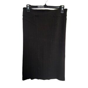 Helmut Lang Black Jersey Knit Exposed Zipper Back Career Pencil Skirt Sz Medium